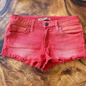 Joe's Jeans Vibrant Red Frayed Jean Shorts